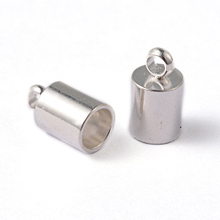 Серебро 304 конец нержавеющей стали шнур, Торцевые крышки, колонка, серебряные, 9x5 мм, отверстия: 2 mm, Внутренний диаметр: 4 mm