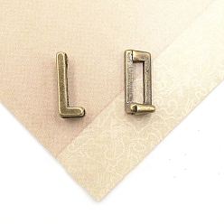 Letter L Тибетский стиль сплава Silde амулеты, Письмо ~ Z, античная бронза, Письмо L, 11x5x4 мм, отверстие : 7x2 мм