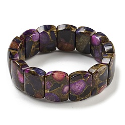 Фиолетовый Синтетический прямоугольник золотой клинквантовый камень растягивающиеся скобы, окрашенные брекеты для мужчин и женщин, фиолетовые, внутренний диаметр: 2-1/8 дюйм (5.5 см)