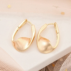 Champagne Gold Серьги-кольца из латуни с прозрачным кубическим цирконием, долговечный, шампанское золото, 27x16 мм