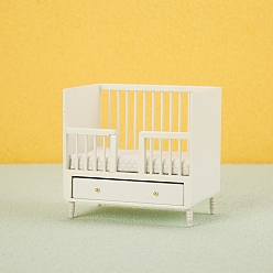 Белый Ограждение из мдф-доски кровать миниатюрные украшения, аксессуары для кукольного домика с микро-ландшафтом, притворяясь опорными украшениями, белые, 107x71x102 мм