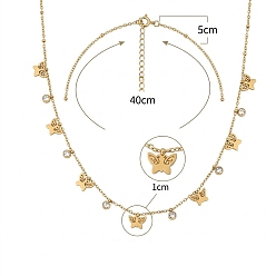 Golden 304 Stainless Steel Multiple Hollow Butterfly Pendant Necklaces for Women, Golden, 15.75 inch(40cm)