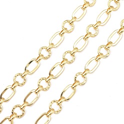 Настоящее золото 18K Латунная цепочка фигаро, с катушкой, несварные, овальные и кольцо, реальный 18 k позолоченный, 12x7x1 мм, 6.5x2x5 mm и 8x1 mm