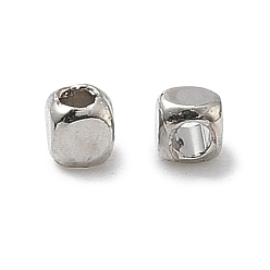 Платина Латунные бусины, кубические, без кадмия и без свинца, стойки покрытие, долговечный, платина, 2x2x2 мм, отверстие : 1 мм