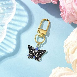 Черный Подвески из сплава с эмалью, с поворотными застежками, бабочка, золотые, чёрные, 55 мм