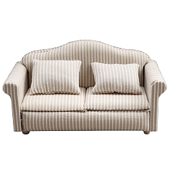 Античный Белый Диванчик из дерева и ткани с подушками и миниатюрными украшениями, аксессуары для домашнего кукольного домика с микро-ландшафтом, притворяясь опорными украшениями, старинный белый, 64x135x72 мм