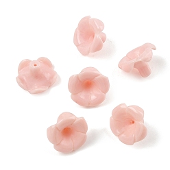 Pink Резные бусины из окрашенного синтетического коралла, цветок, розовые, 16x23x23.5 мм, отверстие : 1.4 мм