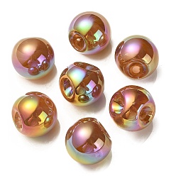 Индийский Красный УФ-покрытие радужными переливающимися акриловыми бусинами, круглые бусины судзумару, Индийская красная, 18.5 мм, отверстие : 4 мм