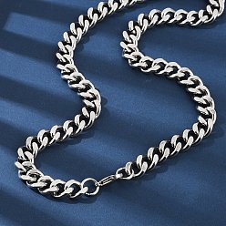 Нержавеющая Сталь Цвет 304 из нержавеющей стали кубинский ссылку цепи ожерелья для мужчин, цвет нержавеющей стали, 23.62 дюйм (60 см)