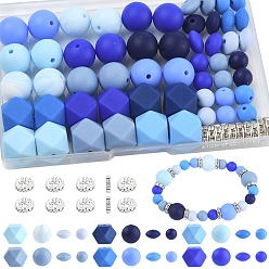 Темно-Голубой Ювелирные изделия, включая силиконовые бусины и железные бусины-разделители со стразами, разнообразные, глубокое синее небо, 8~15x8~15x3~15 мм, отверстие : 1~3 мм