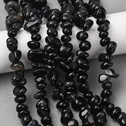 (946F)Морозный цвет внутри  Жонкиль / Непрозрачная зеленая подкладка Натуральный черный агат бисер нитей, чип, окрашенная и подогревом, упавший камень, 4.6~8x6.5~13.5x5.3~8 мм, отверстие : 1 мм, 32.28'' (82 см)