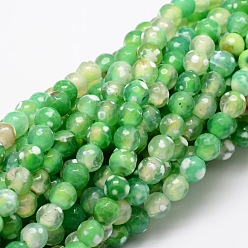 Весенне-зеленый Граненые естественно агат круглых бусин пряди, окрашенные, весенний зеленый, 6 мм, отверстие : 1 мм, около 64 шт / нитка, 14.7 дюйм
