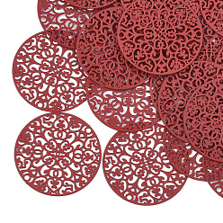 Красный 430 соединительные звенья нержавеющие, окрашеные, гравированные металлические украшения, плоско-круглые, красные, 30x0.3 мм, отверстие : 1.6 мм