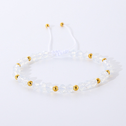Белый Браслеты ручной работы из стеклянных бусин в стиле бохо для женщин, с латунной бисера, белые