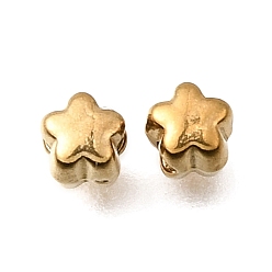 Настоящее золото 18K 304 из нержавеющей стали бусы, ионное покрытие (ip), звезда, реальный 18 k позолоченный, 4x4x4 мм, отверстие : 1.4 мм