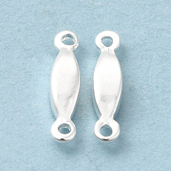 925 Sterling Silver Plated Brass Connector Charms, Cadmium Free & Lead Free, Horse Eye Links, 925 Sterling Silver Plated, 10.5x2.5x2.5mm, Hole: 1mm