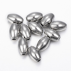 Stainless Steel Color 304 Stainless Steel Beads, Rice, Stainless Steel Color, 9.5x6mm, Hole: 2mm