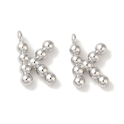 Платина Латунные подвески, без кадмия, без никеля и без свинца, письмо амулеты, платина, 13x8x2 мм, отверстие : 1 мм