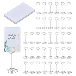 Platino 36Portatarjetas de aleación de zinc con forma de corazón, titulares de notas fotográficas, para material de oficina escolar, 36 piezas de láminas de PVC en blanco, Rectángulo, Platino, 40.5x85 mm