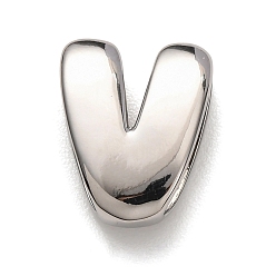 Letter V Латунные бусины, долговечный, стойки покрытие, без свинца и без кадмия, платина, Буква V, 21x16.5x7 мм, отверстие : 18x4 мм