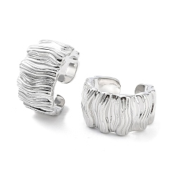 Платина Латунные текстурированные открытые манжеты для женщин, без кадмия и без свинца, платина, внутренний диаметр: 18 мм