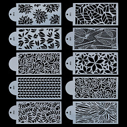 Leaf PET Hollow Out Drawing Painting Stencils, for DIY Scrapbooking, Arch Shape, Leaf Pattern, 262x112x0.5mm, 10pcs/set