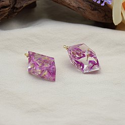 Средняя Орхидея Подвески из смолы, с сухих цветов внутри, полигон прелести, средне орхидеи, 32x18x12 мм