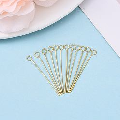 Настоящее золото 18K Латунные булавки, без никеля , долговечный, реальный 18 k позолоченный, 30x0.5 мм, отверстие : 2 мм