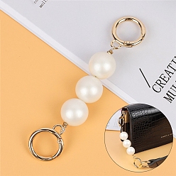 Golden White Glass Pearl Bag Extension Chains, Round, Golden, 13cm