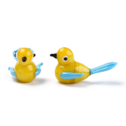 Золотистый Ручной работы украшения дома бусины, 3d украшения в виде птиц для подарка, золотые, 55~58x27.5~28.5x28 мм