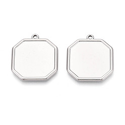 Нержавеющая Сталь Цвет 304 Настройки кабошон из нержавеющей стали кулон, многоугольник, цвет нержавеющей стали, 28x25.5x2 мм, отверстие : 1.6 мм, лоток : 22x22 мм