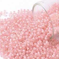 (191F) Frosted Soft Pink Lined Crystal TOHO Round Seed Beads, Japanese Seed Beads, (191F) Frosted Soft Pink Lined Crystal, 11/0, 2.2mm, Hole: 0.8mm, about 5555pcs/50g