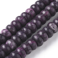 Камень Карты Натуральный камень карта пикассо яшма бусины нити, окрашенная и подогревом, рондель, индиговые, 8x5 мм, отверстие : 0.8 мм, около 75 шт / нитка, 14.76~14.96 дюйм (37.5~38 см)