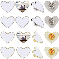 Сердце Наборы для самостоятельной сублимации 10 заготовок для броши и изготовления булавок, в том числе оправы для броши из цинкового сплава и кабошоны, с 10 наборами сплав сублимационная заготовка для броши булавка, сердце, 22x26 мм