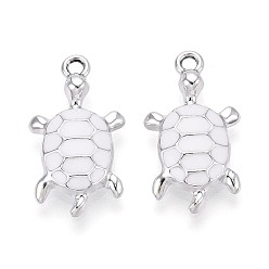 Белый Подвески из эмали и сплава, очарование черепахи, платина, белые, 24x13x4 мм, отверстие : 1.8 мм