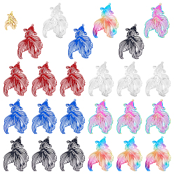 (52) Непрозрачная лаванда 28 шт. 7 цвета нержавеющая сталь травленые металлические украшения подвески, золотая рыбка, разноцветные, 27~50x16.5~ 32x0.3~0.5 мм, отверстие : 1.2~1.5 мм, 4 шт / цвет