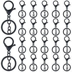 Черный 24шт. застежки для брелков из сплава, чёрные, 66 мм