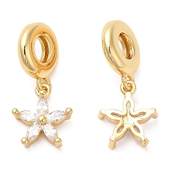 Настоящее золото 18K Латунные микро проложить кубического циркония подвески, без свинца и без кадмия, долговечный, цветок, реальный 18 k позолоченный, 23 мм, отверстие : 4.5 мм