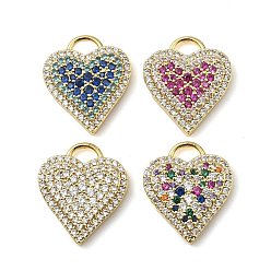 (52) Непрозрачная лаванда Латунные микро проложить кубического циркония подвески, сердце прелести, стойки покрытие, долговечный, без кадмия и без свинца, разноцветные, 19x16.5x3 мм, отверстие : 2.5 мм