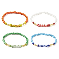 (52) Непрозрачная лаванда Эластичный браслет из стеклянных бусин для женщин, разноцветные, внутренний диаметр: 2 дюйм (5.2 см)