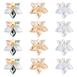 (52) Непрозрачная лаванда 18шт 3 стили стеклянные подвески, цветок, с медной проволокой, граненые, разноцветные, 24x25x4 мм, отверстие: 4мм 6шт/стиль