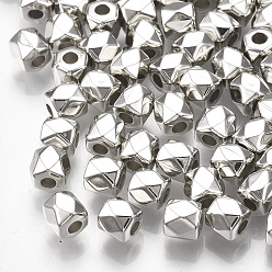 Platinum CCB Plastic Spacer Beads, Faceted, Cuboid, Platinum, 4.5x4.5x4.5mm, Hole: 1.8mm