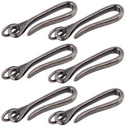 Античное Серебро 6 шт. застежки-крючки из сплава в тибетском стиле, с прыжковых колец, для изготовления брелка, античное серебро, 69x17.5x8.5 мм, отверстие : 13 мм