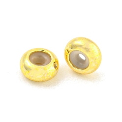 Настоящее золото 18K Латунные бусины, с силиконовым, рондель, реальный 18 k позолоченный, 5x2 мм, отверстие : 1.2 мм