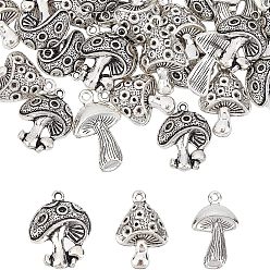 Античное Серебро 60 шт 3 подвески из цинкового сплава, гриб, античное серебро, 23~28x17.5~18.5x3~5.5 мм, отверстие : 1.5~2 мм, 20 шт / стиль