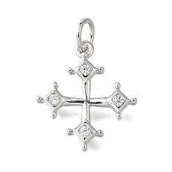 Платина Латунные микро проложить кубического циркония подвески, крест прелести, с целью перехода в кольце, долговечный, без свинца и без кадмия, стойки покрытие, платина, 17x15x2 мм
