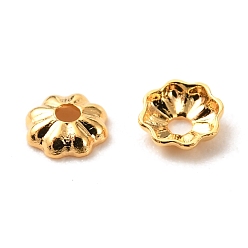 Real 18K Gold Plated Brass Bead Cap, Long-Lasting Plated, Flower, Multi-Petal, Real 18K Gold Plated, 3.5x1mm, Hole: 1mm