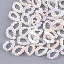 Seashell Color Acrylic Imitation Pearl Linking Rings, Quick Link Connectors, For Jewelry Chains Making, AB Color, Twist, Seashell Color, 18.5x13x4mm