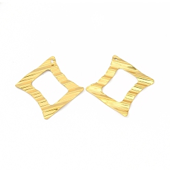Golden Ion Plating(IP) 304 Stainless Steel Pendants, Hollow Out Pillow Charms, Golden, 38.5x38.5x1.7mm, Hole: 1.6mm