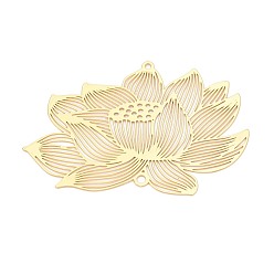 Золотой Железные подвески-соединители, ссылки цветок лотоса, гравированные металлические украшения, золотые, 42x63x0.3 мм, отверстия : 1.8 mm и 2.2 мм